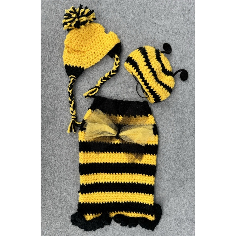 Dog Sweater Hat Set Small‎ Bumblebee Costume Outfit Handmade Crochet